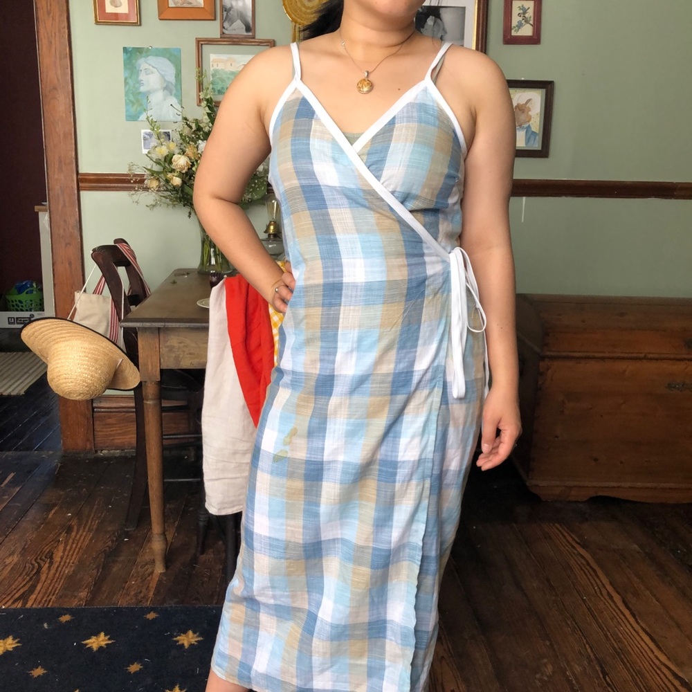 Handmade Plaid Maxi Wrap dress